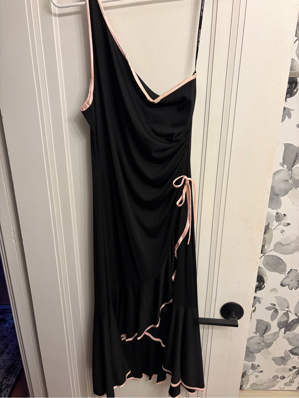 Black Slip Dress with Pink Trim